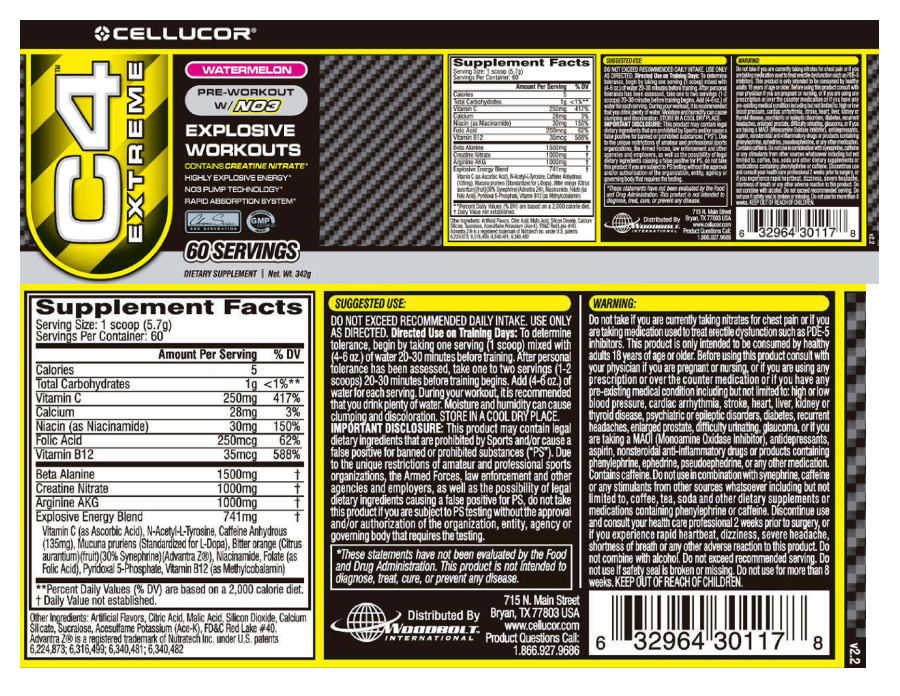 Official label of Cellucor C4 Extreme Watermelon (NIH DSLD #12409)