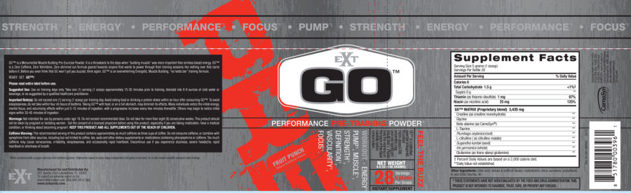 Official label of EXT Go Fruit Punch (NIH DSLD #12615)