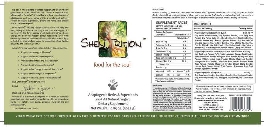 Official label of Shen Life ShenTrition (NIH DSLD #15687)