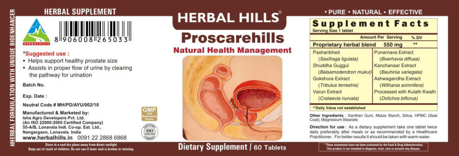 Official label of Herbal Hills Proscarehills (NIH DSLD #16027)