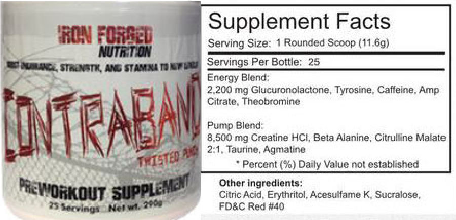 Official label of Iron Forged Nutrition Contraband Twisted Punch (NIH DSLD #170349)