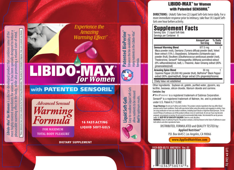 Official label of Applied Nutrition Libido-Max For Women With Patented Sensoril (NIH DSLD #177029)