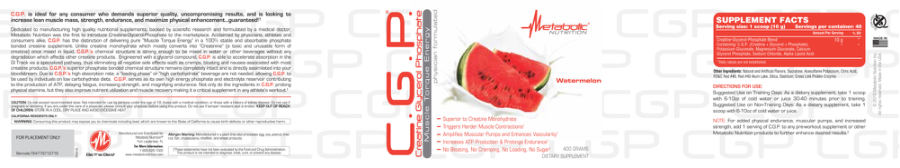Official label of Metabolic Nutrition C.G.P. Watermelon (NIH DSLD #178353)