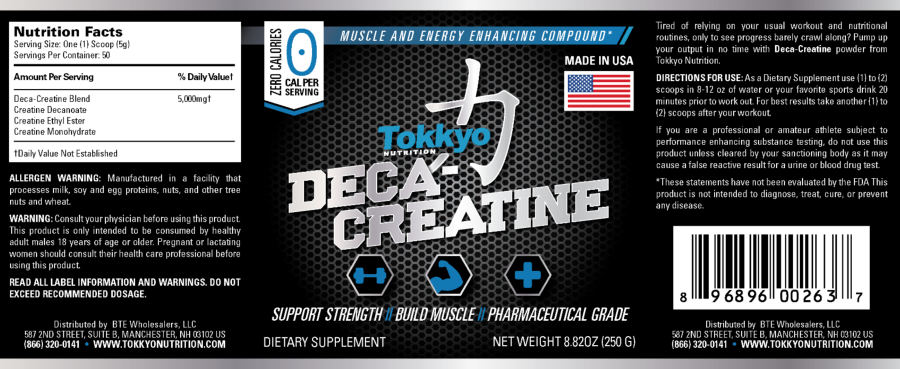 Official label of Tokkyo Nutrition Deca-Creatine (NIH DSLD #180497)