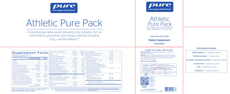 Official label of Pure Encapsulations Athletic Pure Pack (NIH DSLD #182730)