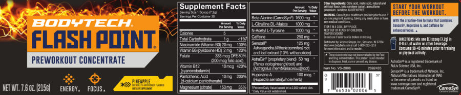 Official label of BodyTech Flash Point Pineapple (NIH DSLD #184030)