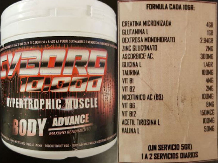 Official label of Body Advance Cyborg 10,000 (NIH DSLD #201327)