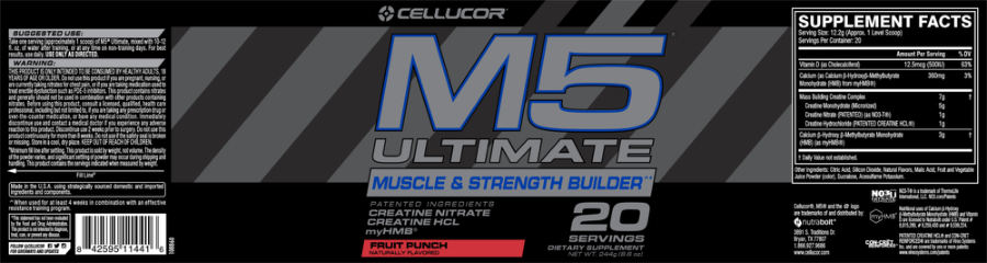 Official label of Cellucor M5 Ultimate Fruit Punch (NIH DSLD #206442)