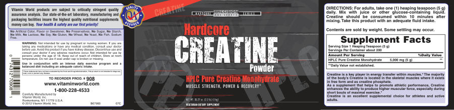 Official label of Precision Engineered Hardcore Creatine Powder (NIH DSLD #21054)