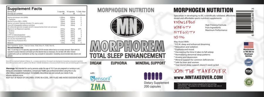 Official label of MN Morphogen Nutrition Morphorem (NIH DSLD #212724)