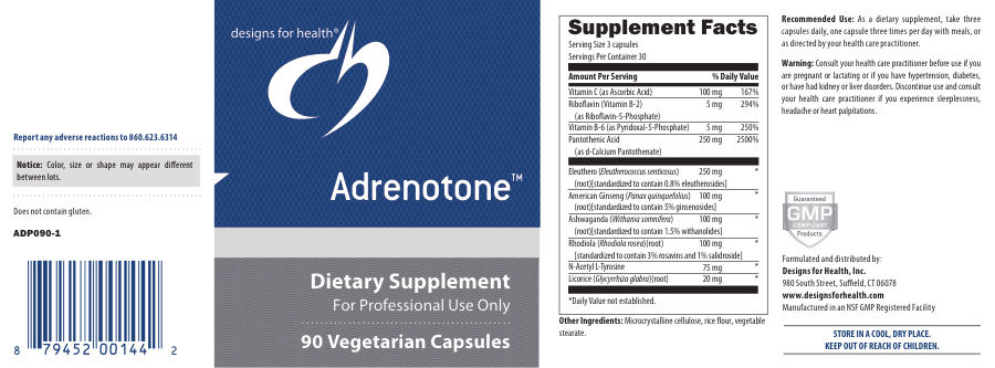 Official label of Designs for Health Adrenotone (NIH DSLD #22236)