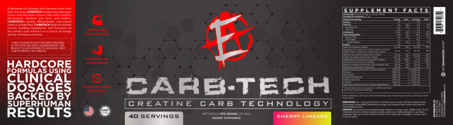 Official label of EA Enhanced Carb-Tech Cherry Limeade (NIH DSLD #223101)