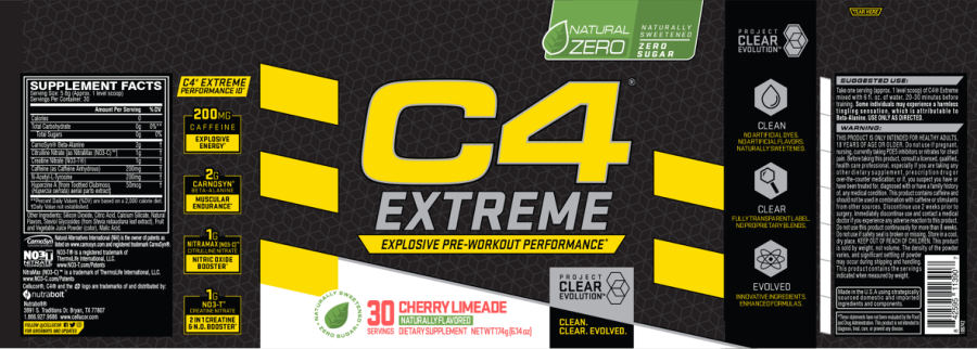 Official label of Nutrabolt C4 Extreme Cherry Limeade (NIH DSLD #228800)