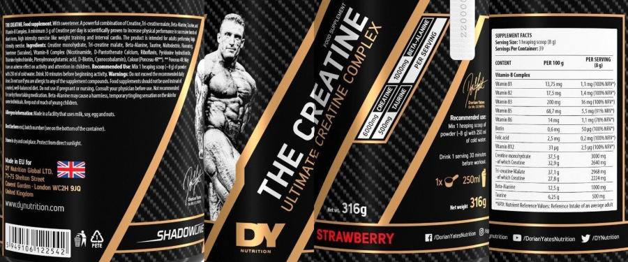 Official label of DY Nutrition The Creatine Strawberry (NIH DSLD #241758)