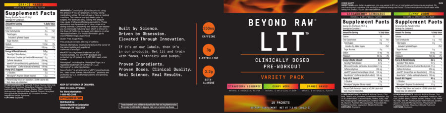 Official label of GNC Beyond Raw Orange Mango (NIH DSLD #243029)