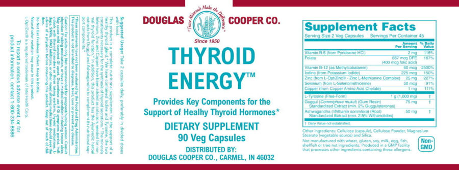 Official label of Douglas Cooper Co. Thyroid Energy (NIH DSLD #247426)