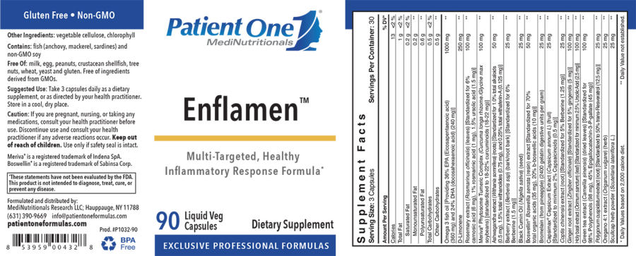 Official label of Patient One 1 MediNutritionals Enflamen (NIH DSLD #249255)