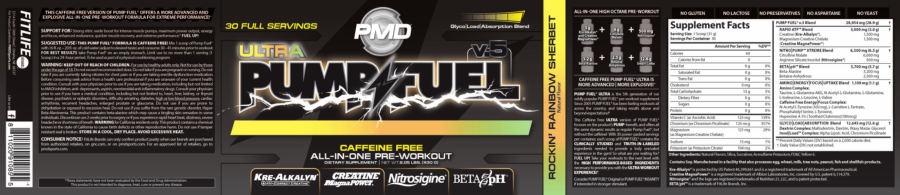 Official label of PMD Ultra Pump Fuel v.5 Rockin' Rainbow Sherbet  (NIH DSLD #277300)