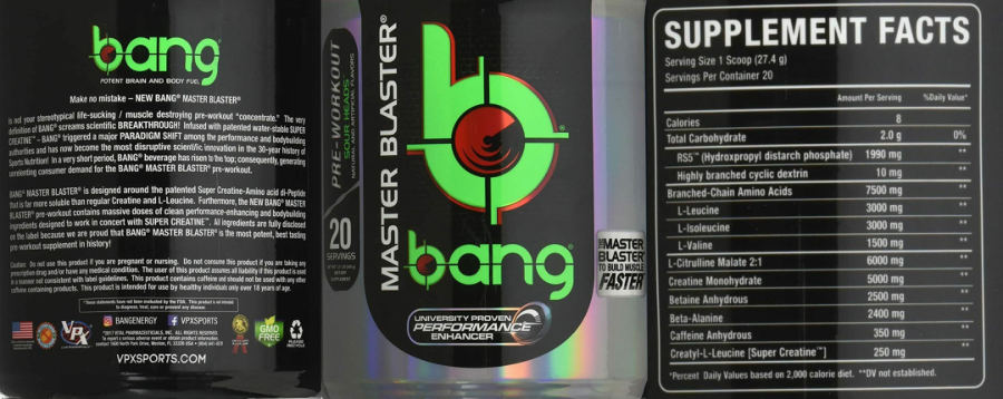 Official label of Bang Master Blaster Sour Heads (NIH DSLD #278503)