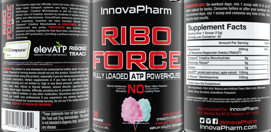Official label of InnovaPharm Riboforce Cotton Candy (NIH DSLD #299184)