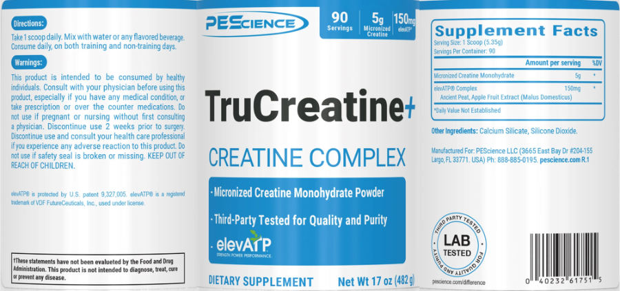 Official label of PEScience TruCreatine+ (NIH DSLD #318609)