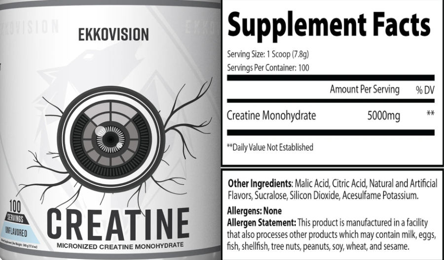 Official label of Ekkovision Creatine Unflavored (NIH DSLD #321881)