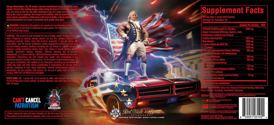 Official label of 'Merica Red, White & Boom Cherry Bootlegger (NIH DSLD #327228)