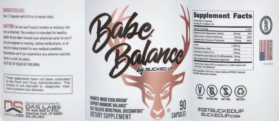 Official label of Babe by Bucked Up Babe Balance (NIH DSLD #331643)