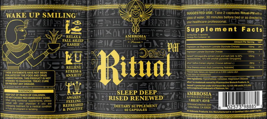 Official label of Ambrosia Ritual-PM (NIH DSLD #334103)