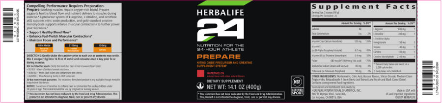 Official label of Herbalife 24 Prepare Watermelon (NIH DSLD #335031)