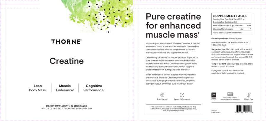 Official label of Thorne Creatine (NIH DSLD #336362)