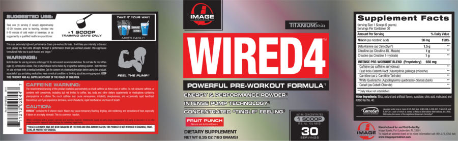 Official label of Image Sports WireD4 Fruit Punch (NIH DSLD #42287)