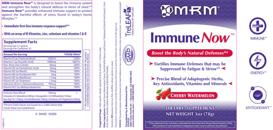 Official label of MRM Immune Now Cherry Watermelon (NIH DSLD #46506)
