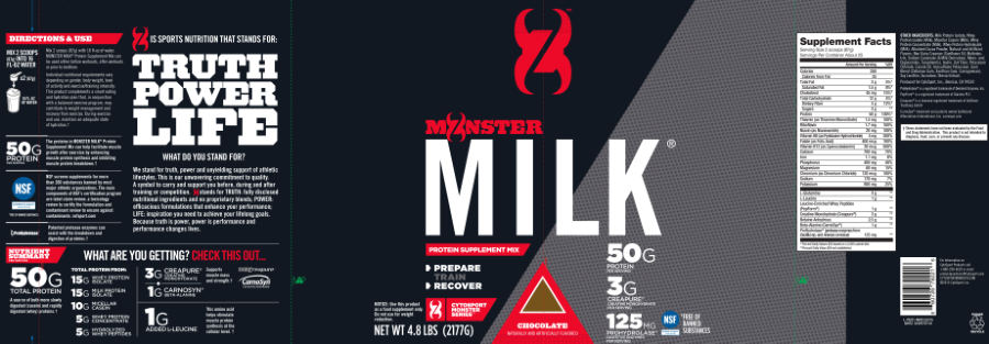 Official label of CytoSport Monster Milk Chocolate (NIH DSLD #50381)