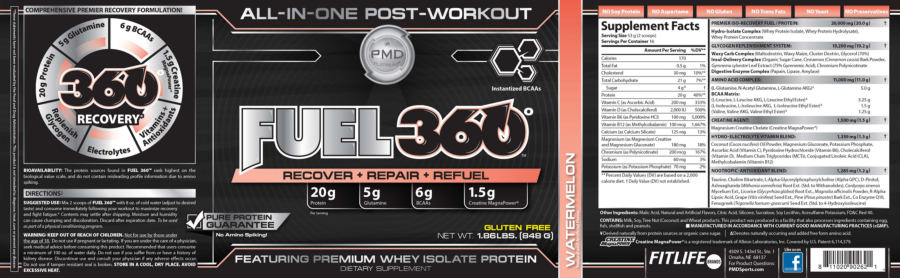 Official label of PMD Platinum Fuel 360 Watermelon (NIH DSLD #53308)