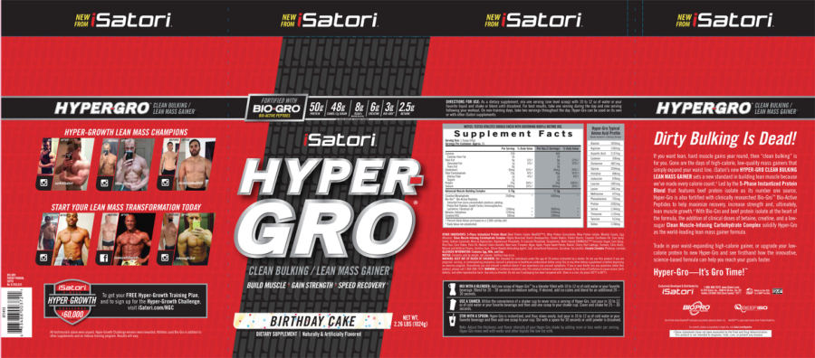 Official label of iSatori Hyper-Gro Birthday Cake (NIH DSLD #58263)