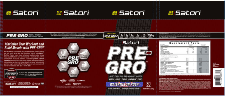 Official label of iSatori Pre-Gro Delicious Watermelon Rush (NIH DSLD #58325)
