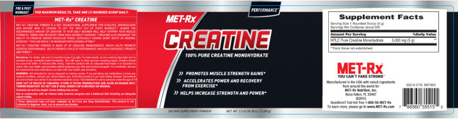 Official label of MET-Rx Creatine (NIH DSLD #63315)
