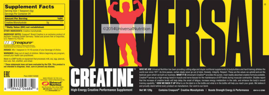 Official label of Universal Creatine (NIH DSLD #64220)
