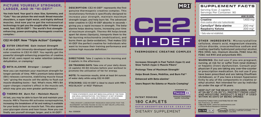 Official label of MRI CE2 Hi-Def (NIH DSLD #6634)