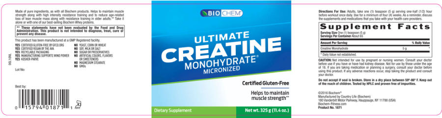 Official label of BioChem Ultimate Creatine Monohydrate (NIH DSLD #67011)