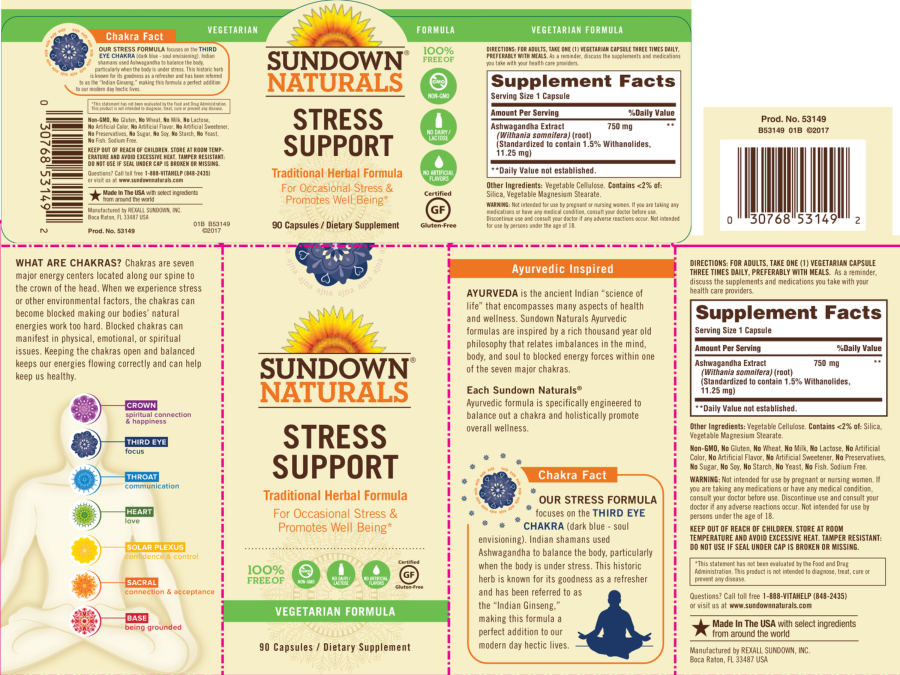 Official label of Sundown Naturals Stress Support (NIH DSLD #73054)