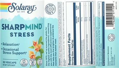 Solaray SharpMind Stress label (NIH DSLD)
