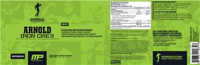 MusclePharm Arnold Iron Cre3 Watermelon label (NIH DSLD)