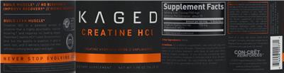 Kaged Muscle Creatine HCl Unflavored label (NIH DSLD)